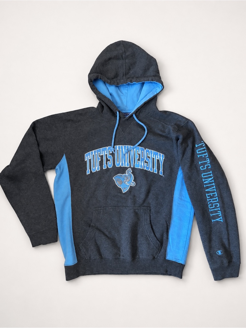 Tufts Champion University Jumbos Hoodie Men’s Small Gray Blue College Sweatshirt